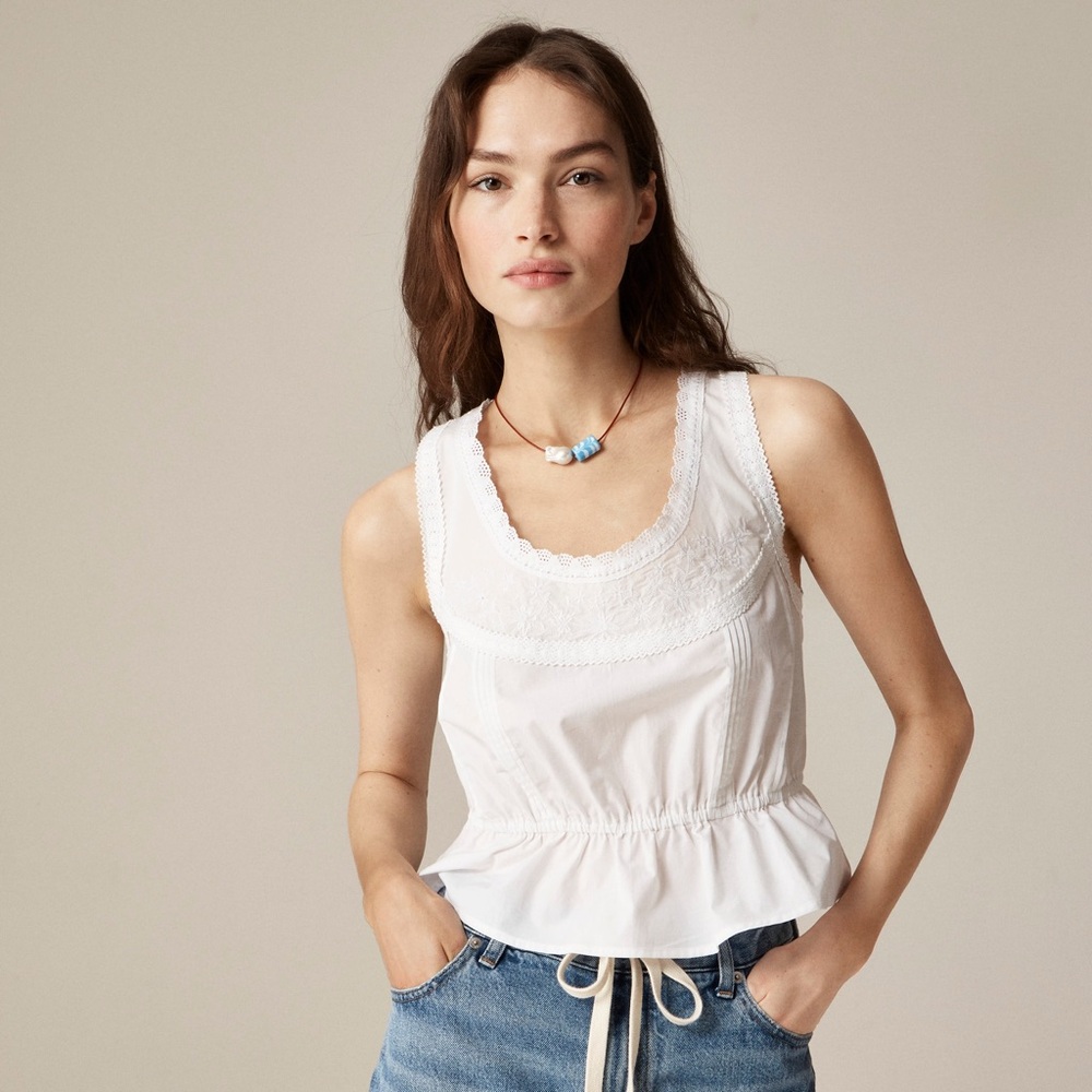 NWT J Crew Flutter-hem Tank in Cotton Poplin